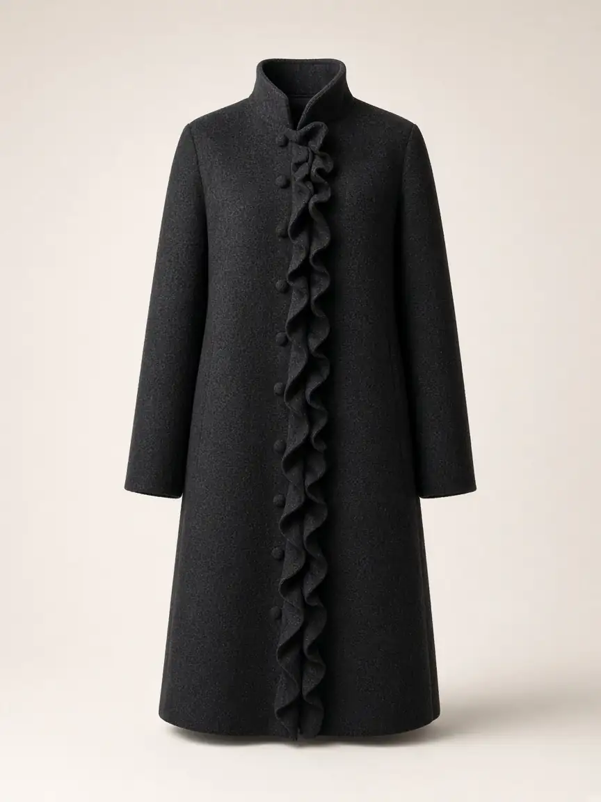 Black Ruffle Coat
