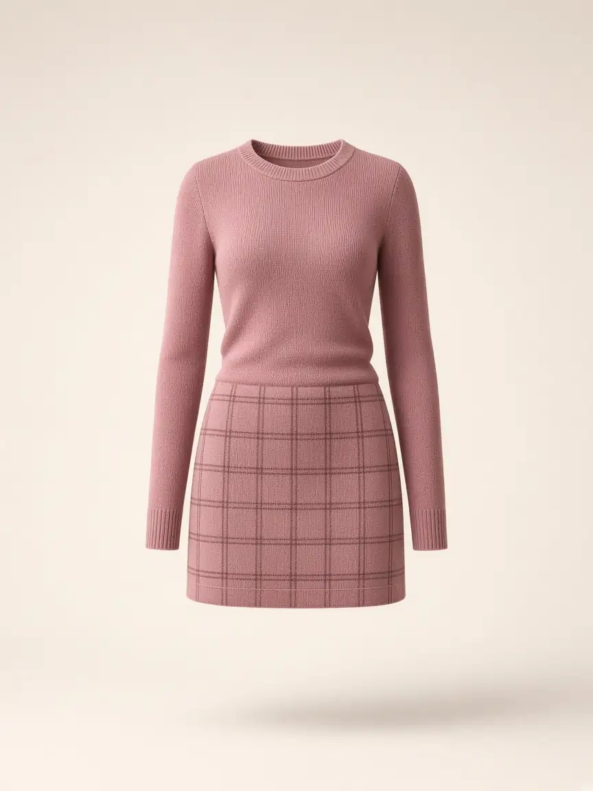 Rose Knit Skirt Set